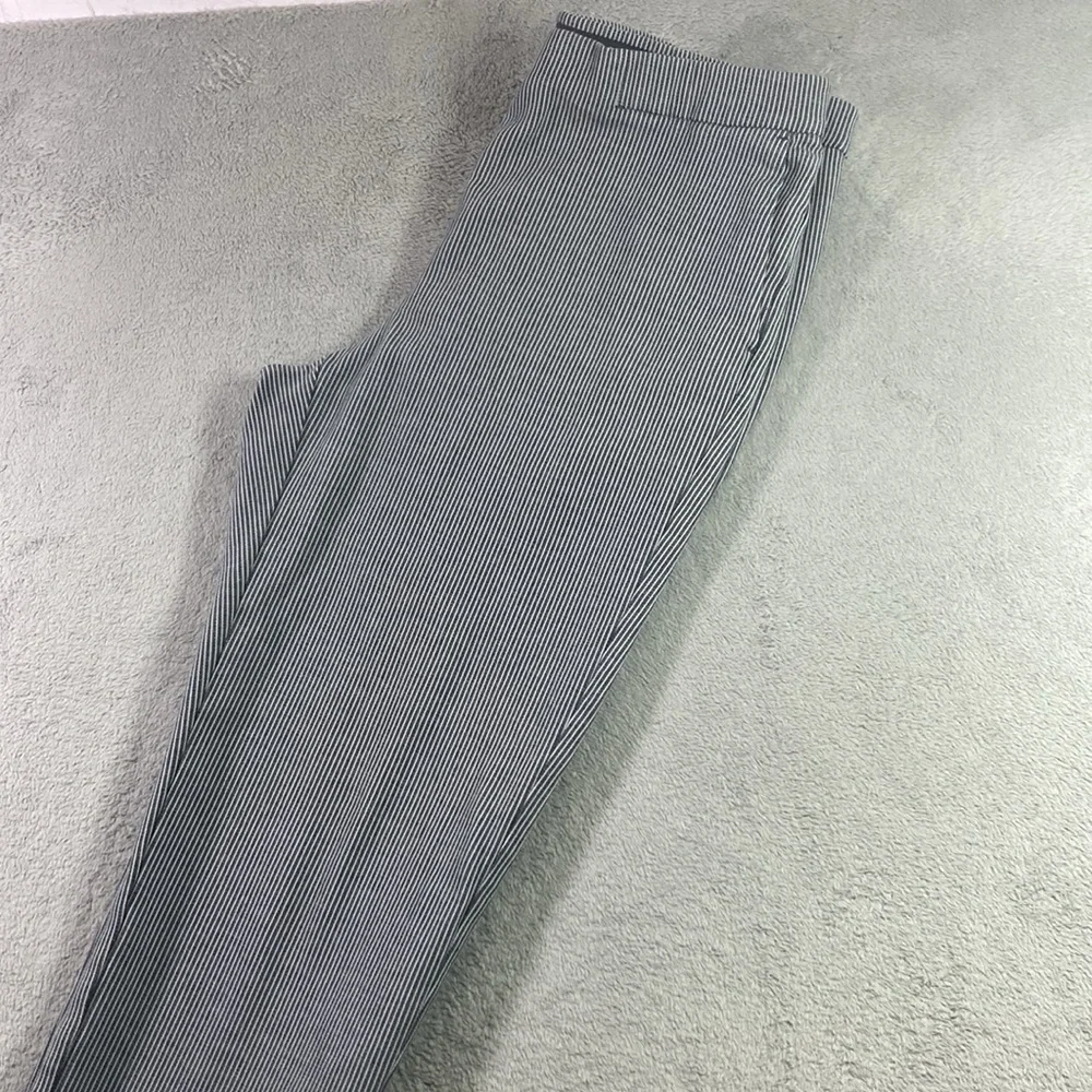 J Jill Pants Women Slim Ankle Size 12 Gray & White Elastic Waist Pockets